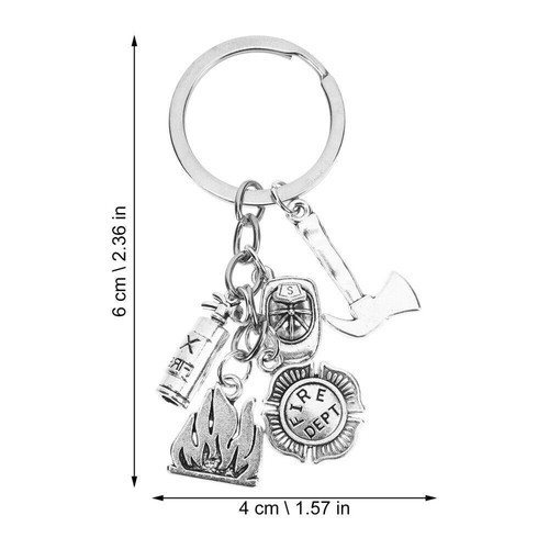 Metal Fireman Bag Pendant Silver Firefighter Key Pendant - Picture 2 of 9