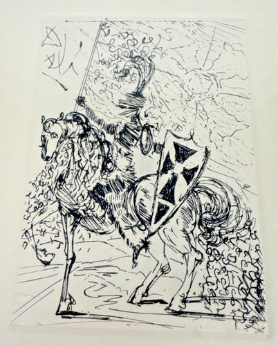 Salvador Dalí "El Cid" Original Grabado Enmarcado Surrealismo Inmortales Españoles Certificado de Autenticidad - Imagen 3 de 13
