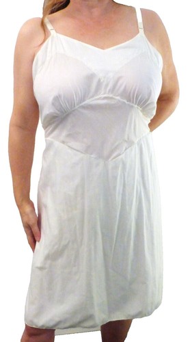 Ladies Slip Plus S M L XL 1X 2X 3X long A-line cotton full length white ltweight