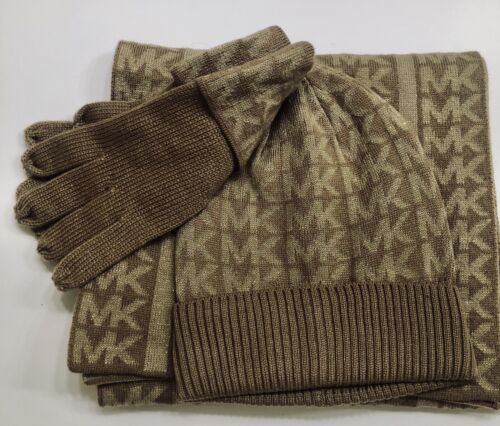 Juego de 3 piezas tejido Michael Kors para mujer - tostado/dorado - Imagen 2 de 7