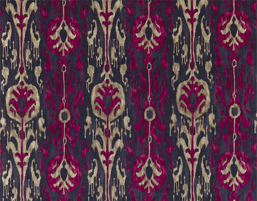 TENDA ZOFFANY TESSUTO DESIGN DESIGN KASHGAR 2 METRI ANTRACITE/CERISE VELLUTO - Foto 8 di 8