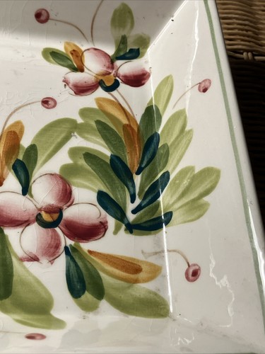 Souritsu Akechi Ceramic Tray in Basket w/Handles Japan Hand Painted Mid Century - Picture 12 of 12