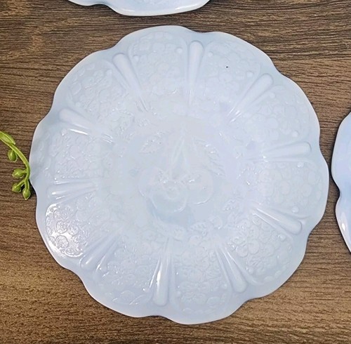 Jeannette Delphite Blue Depression Glass Childrens Tea Saucers Plates Creamer - Picture 9 of 12
