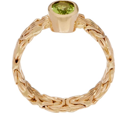 Natural Green Peridot Gemstone Byzantine Ring Real 14K Yellow Gold ALL SIZES QVC - Picture 3 of 4