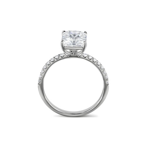 ISAAC WOLF 3CT Radiant Cut Pavé Moissanite Engagement Ring in 10k Gold - Picture 4 of 4