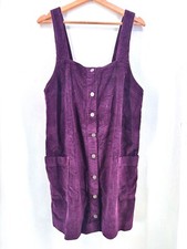 SALE New Fatface Women 100% Cotton Velvet Pinafore Dress Purple Casual 12 RA9