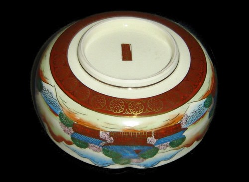 Antike seltene japanische Satsuma-Schüssel schwer goldvergoldet mit Samurai-Figuren signiert - Bild 11 von 12