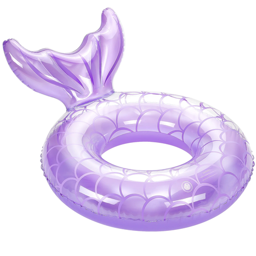 Mermaid Inflatable Pool Float for Kids & Adults, Purple Swimming Ring Summer Toy - Picture 10 of 12