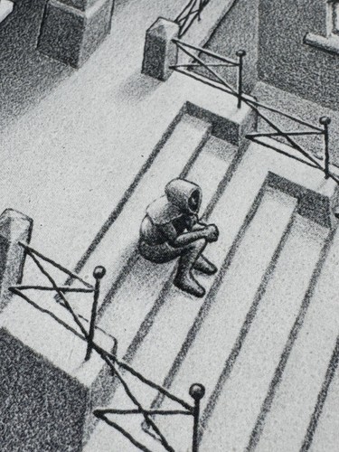 Mid-Century MC ESCHER IMPOSSIBLE PENROSE PARADOX ASCENDING & DESCENDING PRINT - Picture 4 of 10