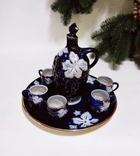 Vintage ukraine antique porcelain decanter with stopper, serwing bowl and 6 shot - Picture 9 of 21