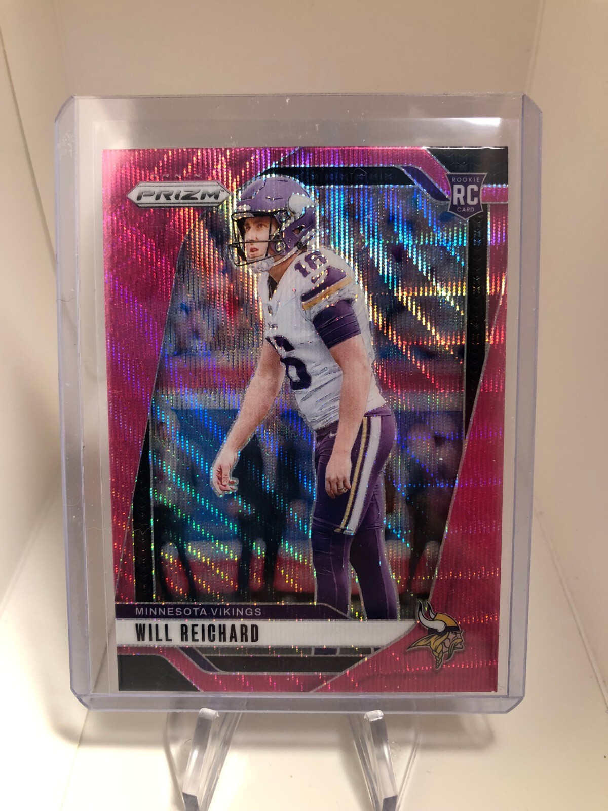 2024 Panini Prizm Will Reichard Pink Wave Prizm SP RC #396 Vikings Rookie