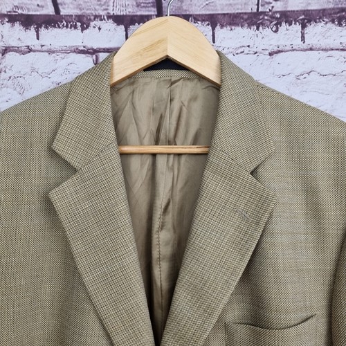 Chaqueta deportiva Marks & Spencer Blazer para hombre mediano beige dorado mezcla de lana 2 botones - Imagen 2 de 21