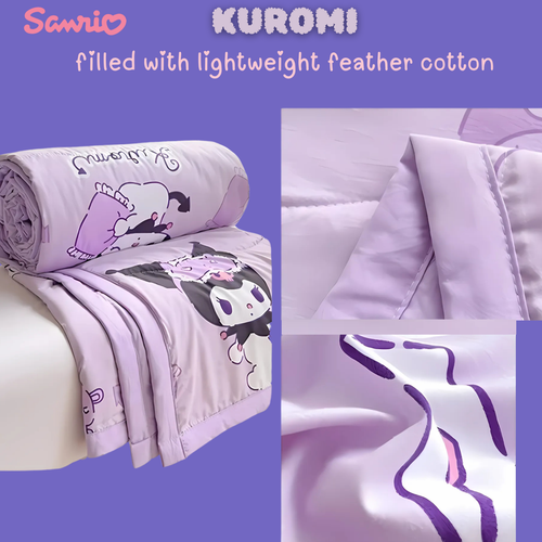 Sanrio Kuromi Summer Comforter Hello Kitty Soft Lightweight Laveder Cotton Quilt - Picture 6 of 19