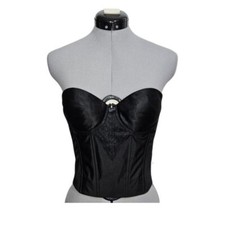 Cabernet Women's SIZE 34C Satin Bustier Corset Top With Boning in Black