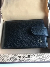 Goldlion Black Leather Checkbook Organizer Long Bi-Fold Wallet NEW