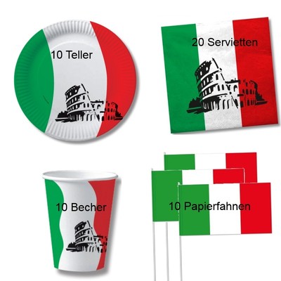 Servietten „Italien“ 20er Pack – 33x33 Cm, Dreilagig, In Grün-Weiß-Rot