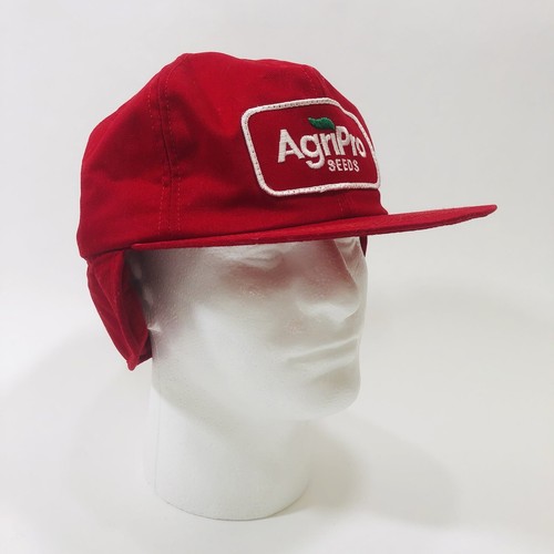 Vintage AGRI PRO Seeds Patch Ear Flap Earmuff Farmer Hat K Brand USA Red - Picture 1 of 9