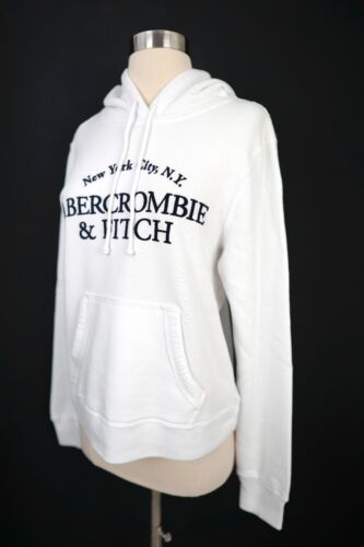 Sudadera con Capucha Abercrombie & Fitch Mujer Logo Gráfico Blanca XL NUEVA CON ETIQUETAS - Imagen 2 de 3