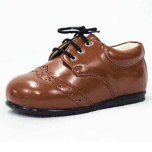 Baby Boys Brown Brogue Shoes Formal Smart Kids Lace Up Wedding Sizes