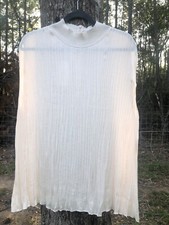NWT Vince Womens Blouse Plus XXL Chiffon Rib Mock Neck Crushed Satin Shell Top