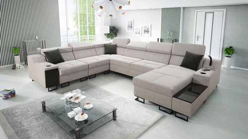 Ecksofa mit Schlaffunktion Fosti VIII Wohnlandschaft U-Form XXL Schlafsofa 26 - Bild 29 von 34