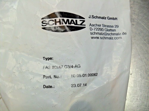 QTY 2 - SCHMALZ - FAS-80x47 G3/4-AG - 10.05.01.00062 - venting filter new in bag - Picture 2 of 5