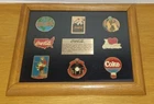 Vintage Coca Cola Brand Emblem Pins Framed Limited Edition Set of 8