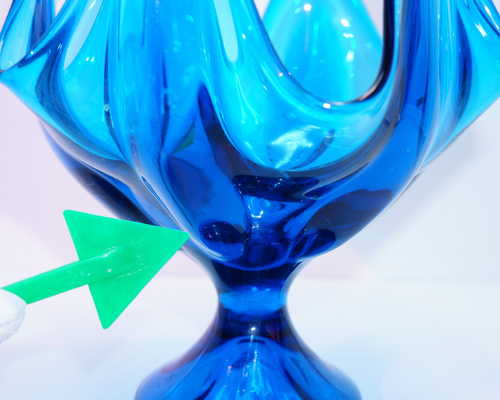Vintage Viking Epic Bluenique Handkerchief 6 Petal Glass Vase/ Compote - Picture 6 of 12