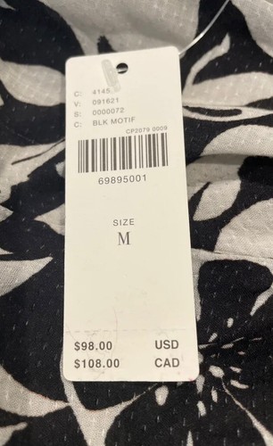 NWT Anthropologie Sheer Mini Dress Medium Black White Lounge Casual Cover Up - Picture 5 of 5