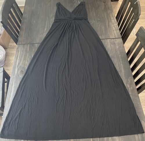Ann Taylor LOFT Maxikleid schwarz ärmellos BRANDNEU MIT ETIKETT gerruchtet V-Ausschnitt vorne Größe Medium