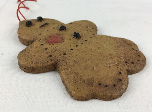 Vintage Gingerbread Lady with Red Heart Christmas Ornament Primitive Heavy Resin - Picture 4 of 5