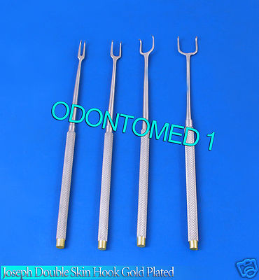 4er Set Joseph Double Skin Haken vergoldet dermal chirurgische Instrumente A+ Qua