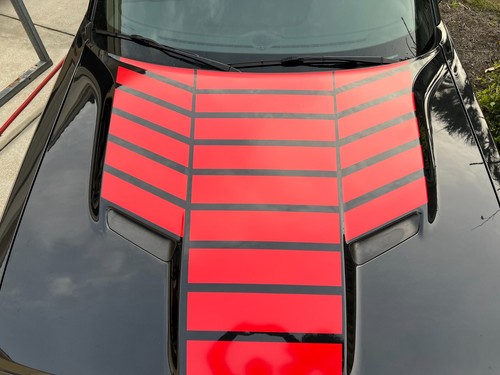 Dodge Challenger Strobe Hood Center & Wing Graphic Decal fit 2015-2018 15 Colors - Picture 2 of 12