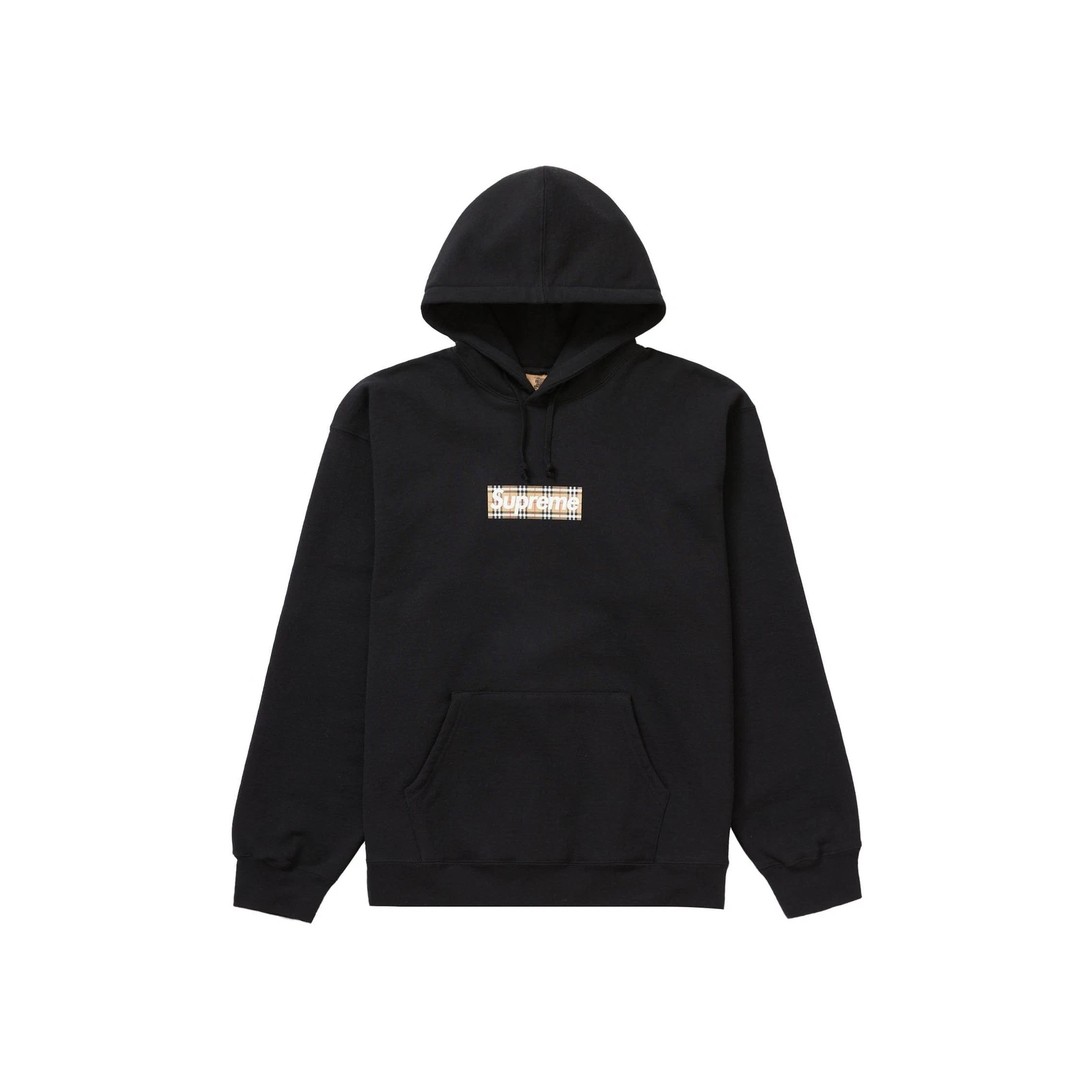 Sweat à capuche noir avec logo Supreme Burberry Box