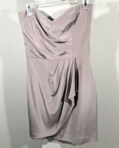 Barney's New York COOP- Gray 100% Silk Strapless Drape Dress Size 6 New