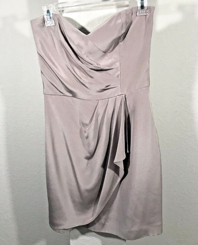 Barney's New York COOP- Gray 100% Silk Strapless Drape Dress Size 6 New - Picture 1 of 8