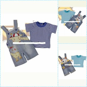 80 Set Baby Jeans kurz Latzhose mit Shirt Gr 74