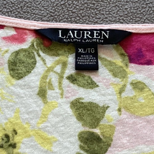 Lauren Ralph Lauren BLK Label Damen rosa Blumen U-Ausschnitt Tie Back Top Large - Bild 5 von 12