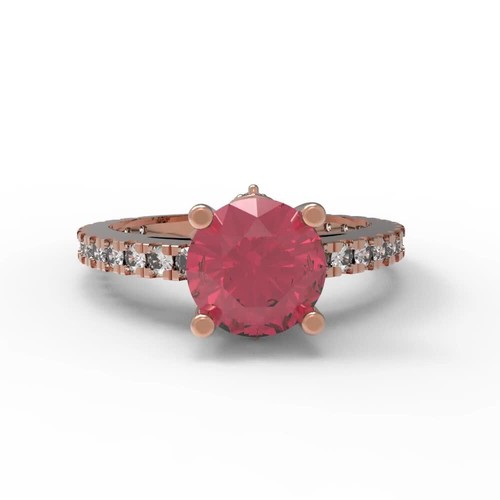 1,465 kt Rundschliff simulierter Rubin Verlobungsring für Damen, 14 K Rotgold - Video 1 von 1