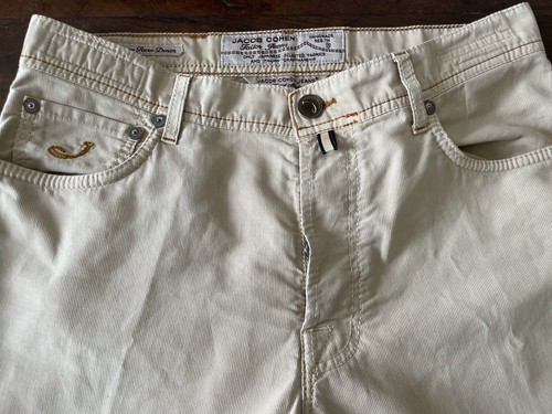Jacob Cohen Pure Cotton Pants Beige on Striped Fabric Size W33 - Picture 3 of 9