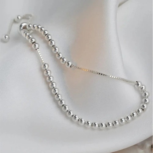 Pulsera ajustable con cuentas de plata de ley 925 para mujer. - Imagen 3 de 6