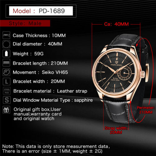 Reloj Pulsera Hombre Pagani Design VH65 Cuarzo 200m Impermeable Correa Cuero Reloj - Imagen 4 de 7
