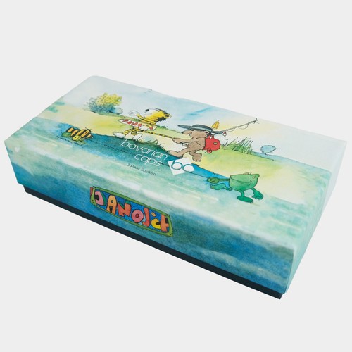 Bavarian Caps Sock Box Janosch Leisure Socks Unisex Tiger Duck Kasten Frog New - Picture 3 of 6
