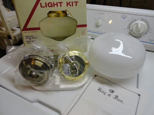 New Vintage King Of Fans L1103 Ceiling Fan Light Kit Antique Or Bright Brass