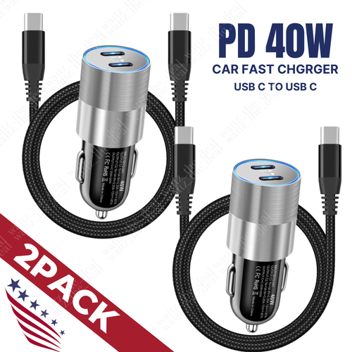 2PCS Fast 40W Car Charger Adapter Cable Dual USB Type C For iPhone 15 16 Samsung - Picture 18 of 18