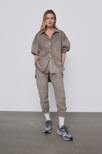 Zara Faux Suede Joggers Size XL - Picture 3 of 13