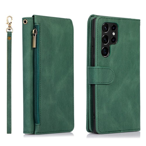 Zip Pocket Leather Wallet Case Multi Card Flip Cover for Samsung S24+/S25+ Ultra - Picture 20 of 37