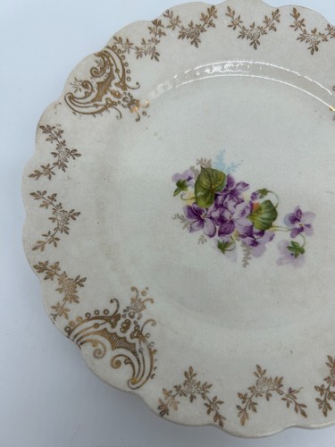 Sterling Vintage China 6¼" Decorative Plate~USED~Gold Trim~Purple Floral Design - Picture 10 of 10