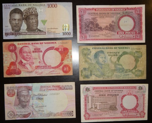 Nigeria 12 Stück alle verschieden 1-1000 Naira Phound 1958-2022 - Bild 2 von 5