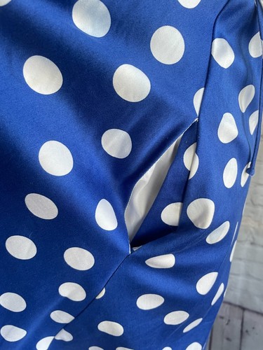 Betsey Johnson Runway Royal Blue Cotton Polka Dot Corset Dress Size 4 - Picture 6 of 9